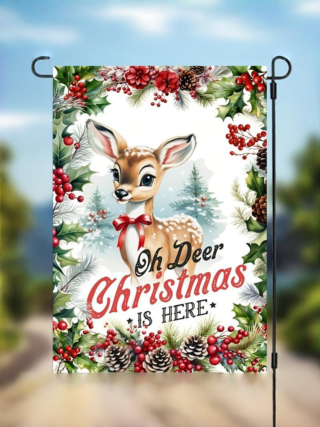 Custom Christmas Deer Garden Flag